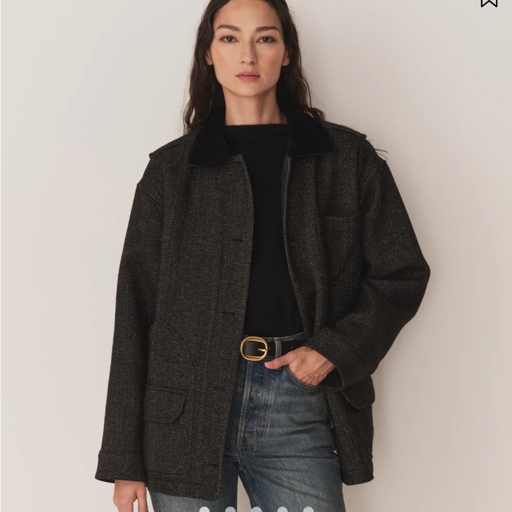 NWT Doen Pascual Wool Jacket in Charcoal Herringbone (Barn Jacket)
